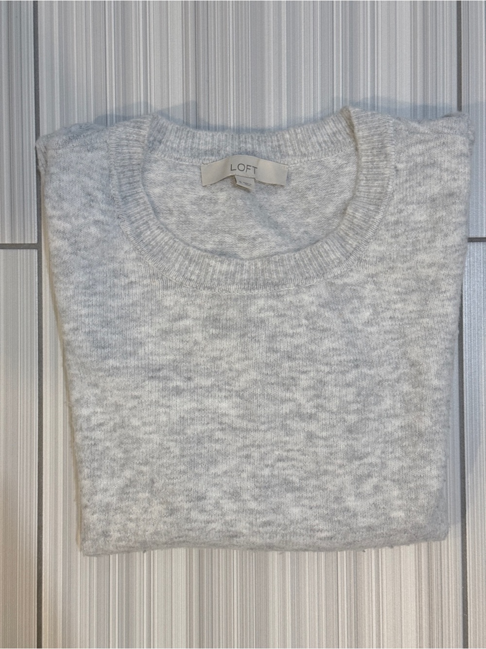LOFT Heathered Light Gray Crewneck Sweater
